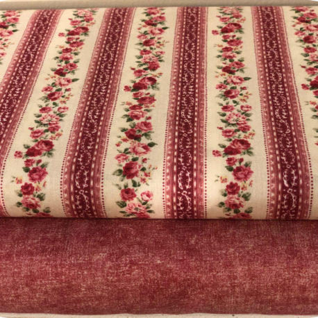 Tessuto Rosa con roselline
