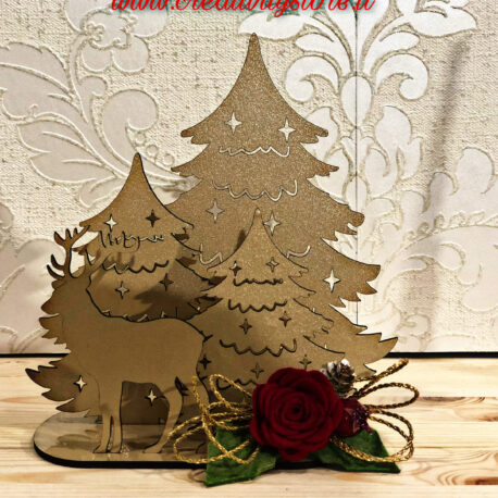 Bosco con Renna in legno