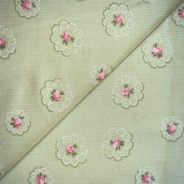 Tessuto verde con roselline