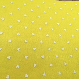 Feltro Stampato Giallo fantasia cuori
